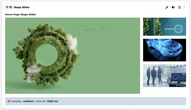 Screenshot of the slider element in the TYPO3 backend
