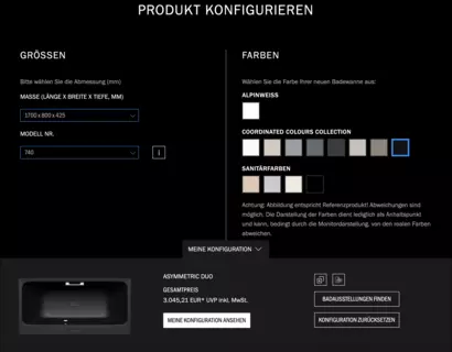 KALDEWEI product configurator