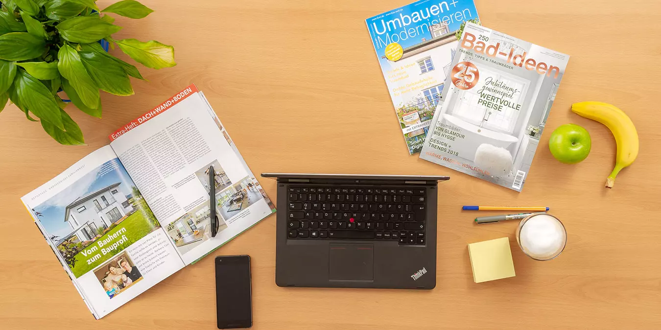 Desk with magazines