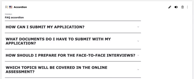 Screenshot of an accordion element in the TYPO3 backend