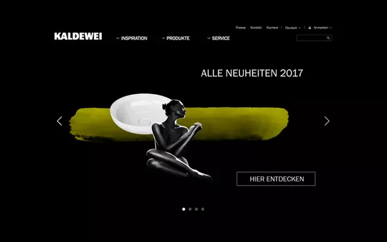 Screenshot of Kaldewei's homepage